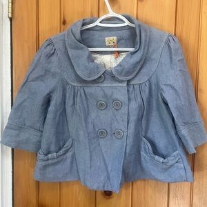 Anthropologie crop double breasted jacket l size 6